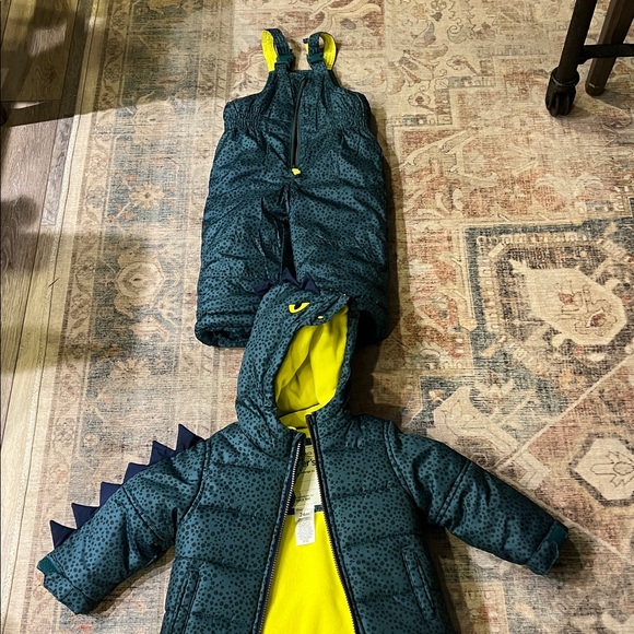 Carters Baby Boys Toddler Green Dinosaur Snow Suit set 24 months - Picture 4 of 4